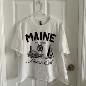 H&M White Nautical Graphic Tee Short Sleeve